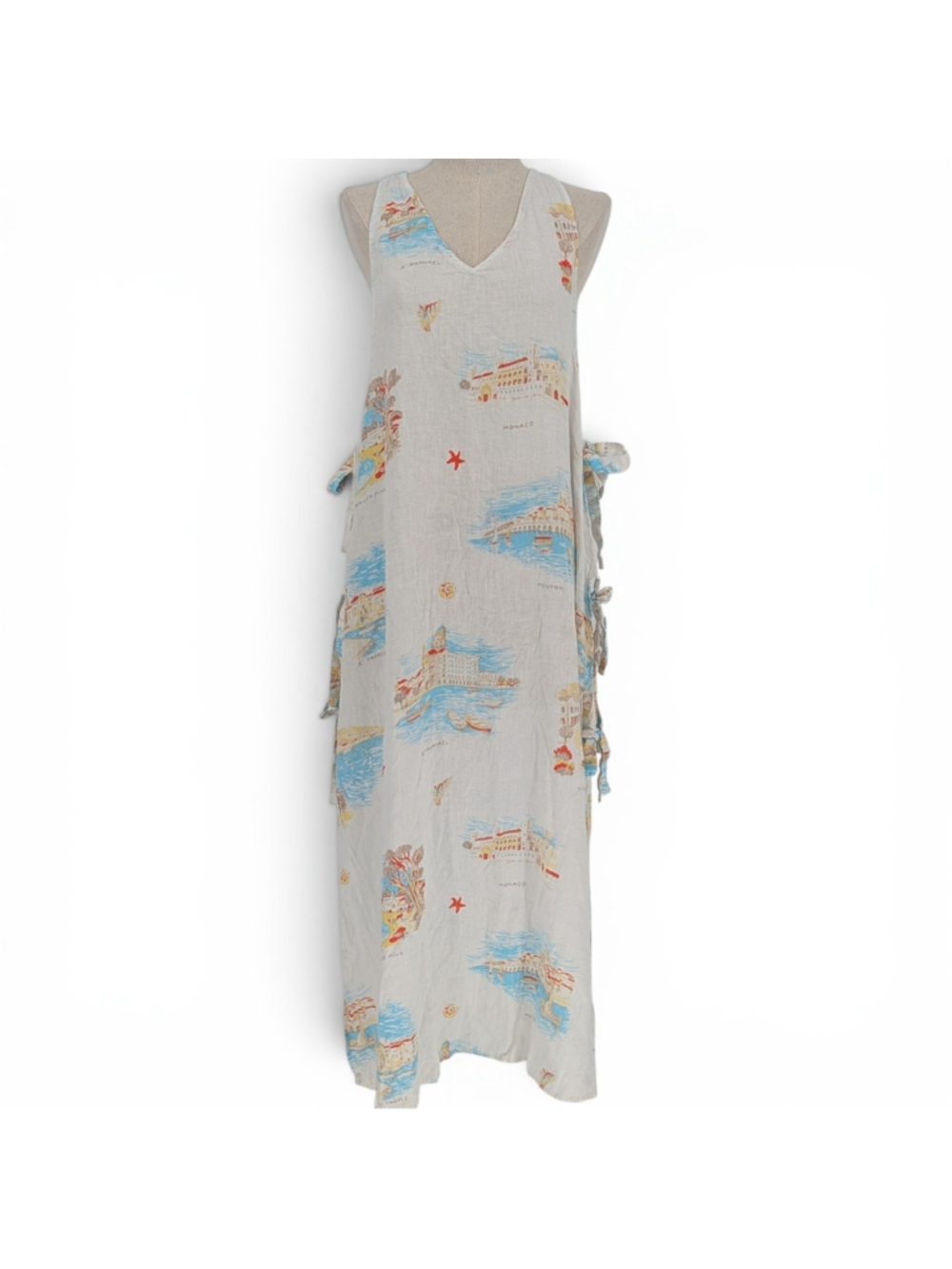 Calypso St Barth Vintage Coast Linen Blend Maxi Cover Up Dress L French Riviera
